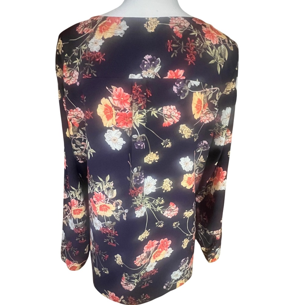 ModCloth Women's 1X Floral Print Long Sleeve V-Neck Tunic Top Blouse - Picture 2 of 7